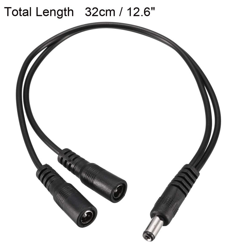 uxcell 1 Male to 2 Female 5.5mm x 2.1mm 32cm DC Power Splitter Cable for Router, LED Lights & More Electronics Devices