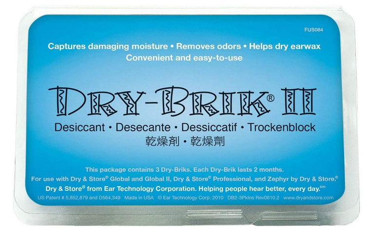Dry-Brik® II Desiccant Blocks - 3 Blocks (1 Pack of 3 Blocks)| Replacement Moisture Absorbing Block for the Global II and Zephyr by Dry & Store | Hearing Device Dehumidifiers
