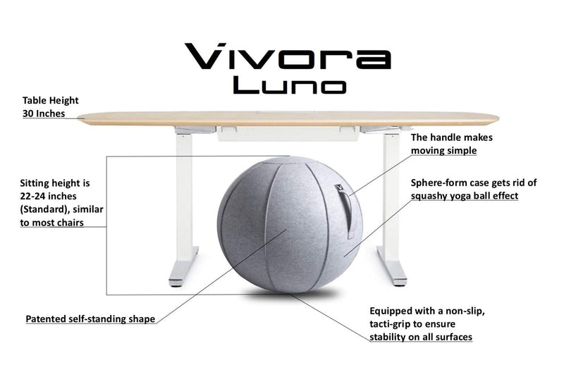 Vivora Luno Exercise Ball Chair, Canvas & Felt for Home Offices, Balance Training, Yoga Ball Standard Marble