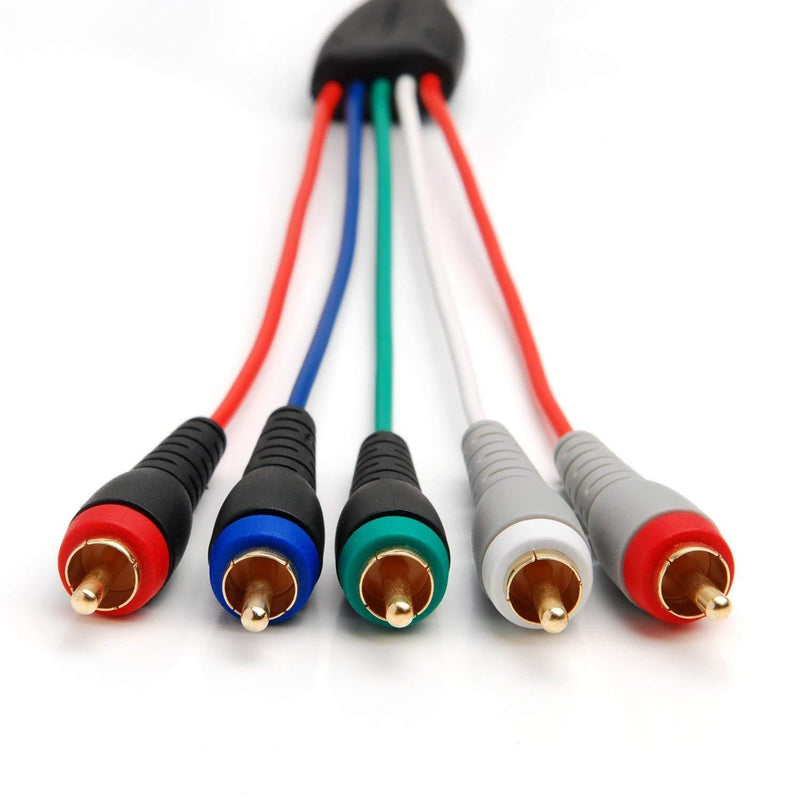 BlueRigger Component Video Cable with Audio (6FT, RCA- 5 Cable, Supports 1080i) - Compatible with DVD Players, VCR, Camcorder, Projector 6FT