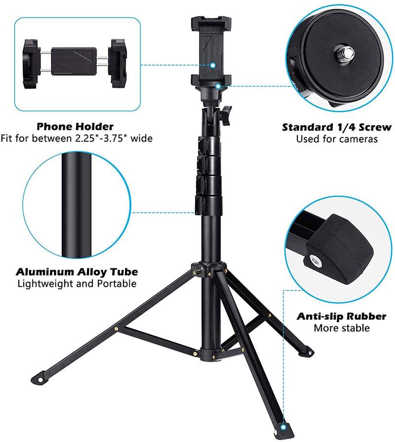 UBeesize 51" Extendable Tripod Stand with Bluetooth Remote for iPhone Android Phone, Heavy Duty Aluminum, Lightweight