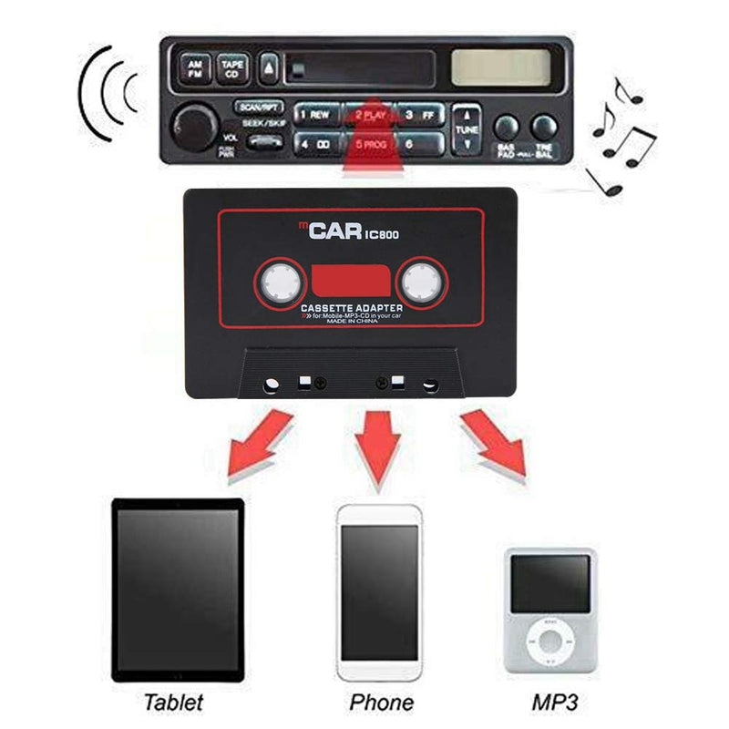 Car Cassette Player, Car Stereo Cassette Tape Adapter CD MD MP3 MP4 Player to 3.5mm Aux Audio for Mobile Phone