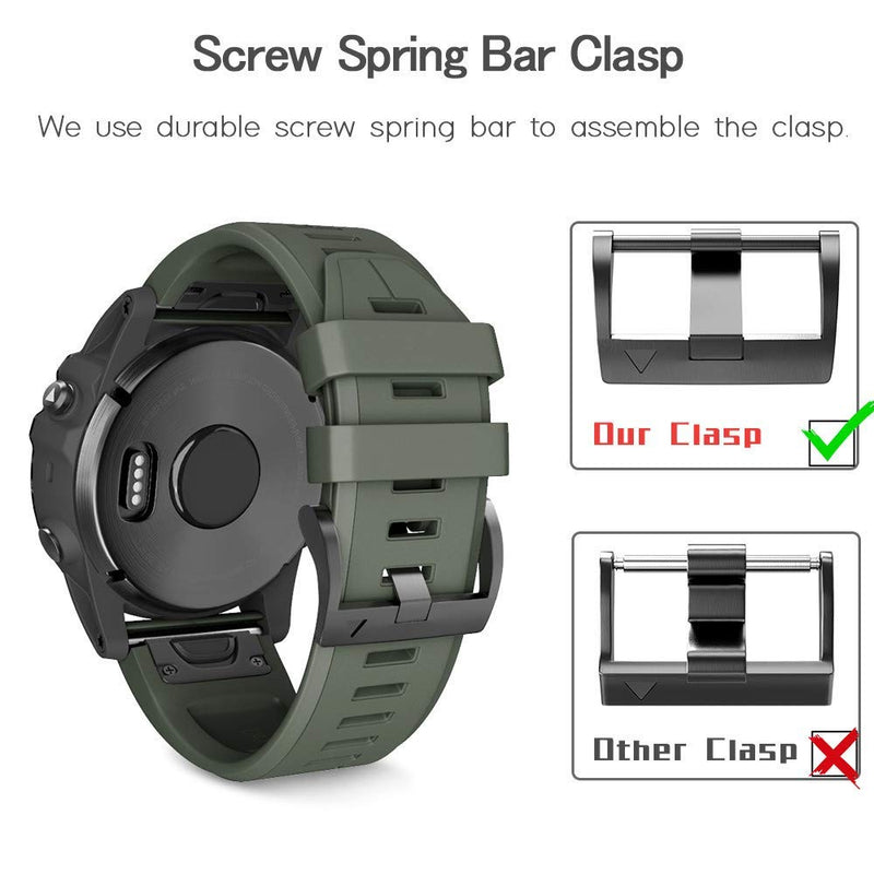 NotoCity Compatible Fenix 5X Plus Bands Fenix 7X Sport Silicone Replacement Watch Strap for Fenix 5X/Fenix 5X Plus/Fenix 3/Fenix 3 HR(Army Green) Army Green
