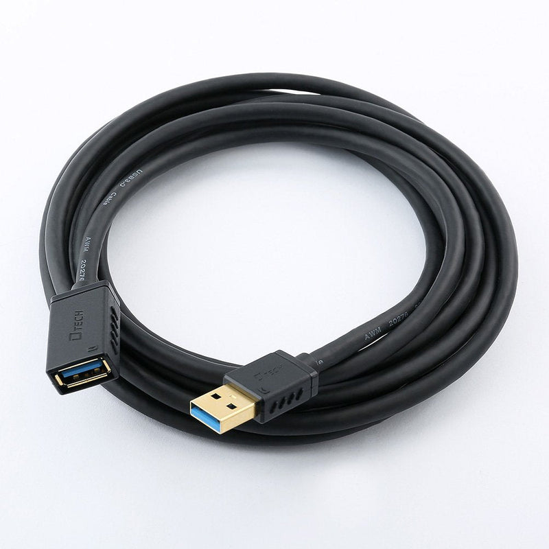 DTech USB 3.0 Extension Cable 10ft Type A Male to Female Adapter with Gold Plated Connector (Black, 10 Feet)