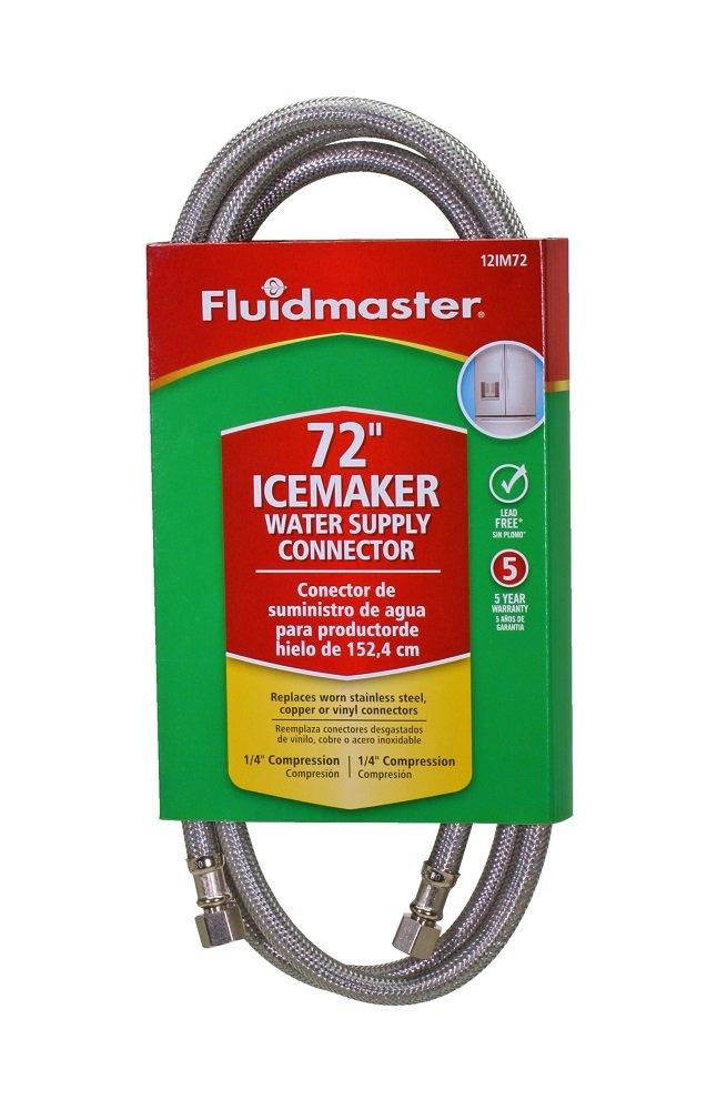 Fluidmaster 12IM72 Braided Stainless Steel Ice Maker Connector Water Line with Dual 1/4-In. x 1/4-In. Female Compression Threads, 6 Ft. (72-In.) Length 6 Feet