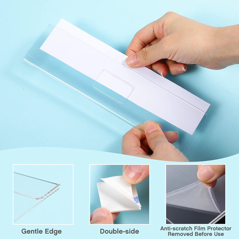 15 Pieces Acrylic Wall Name Plate with 50 Pieces Double Sided Foam Tape Clear Door Name Platel Frame Horizontal Acrylic Wall Name Sign Holder for Office Cubicles Store Classroom, 2 x 5 Inch
