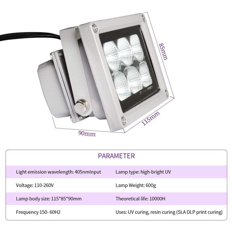 3D Printer UV Resin Curing Light for SLA/DLP/LCD 3D Printing, Solidify Photosensitive Resin, 405nm UV LED Lights with 60w Output Affect