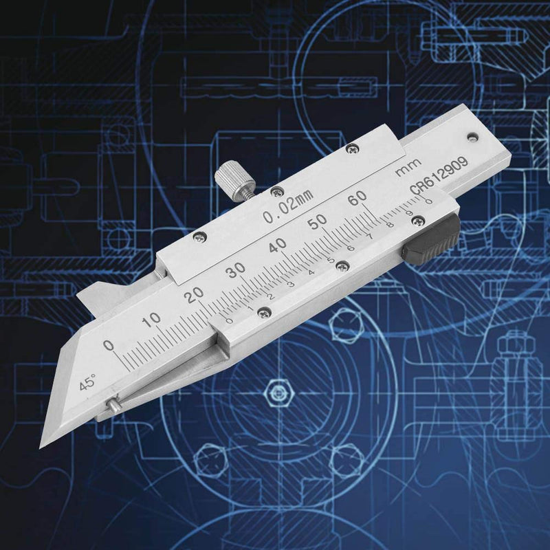 Chamfer Gage Ruler, 0-50mm Chamfered Vernier Caliper, Stainless Steel Chamfering Ruler for Mechanical Manufacturing, Glass Processing and Other Fields