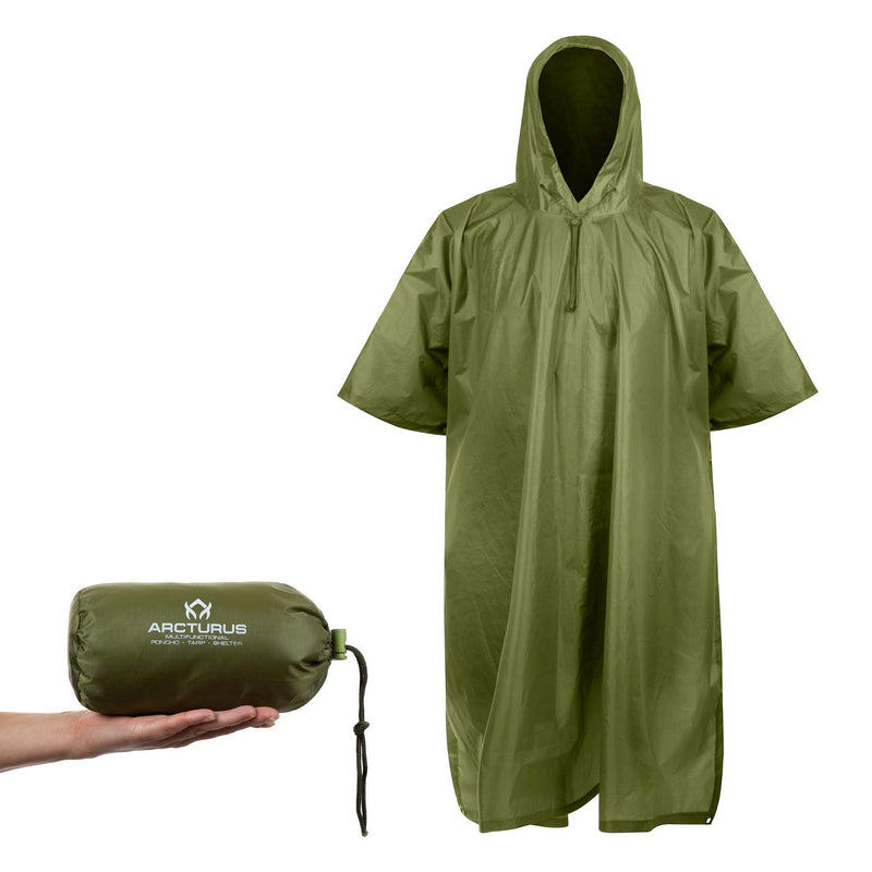 Arcturus Heavy Duty Survival Blanket with Arcturus Lightweight Ripstop Nylon Poncho (Olive)