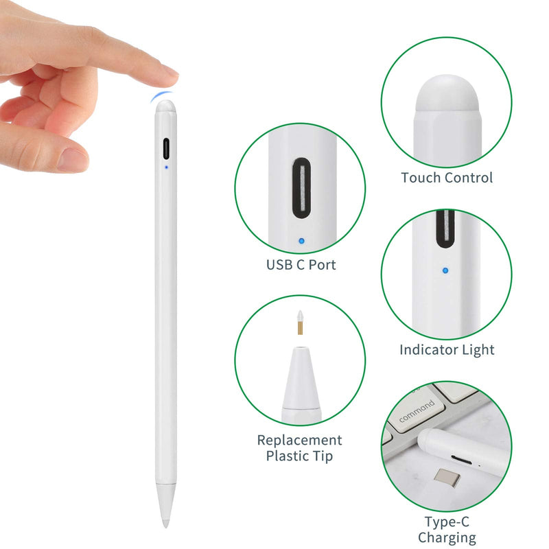 2020 iPad Pro 11" 2nd Generation Stylus Pen with Palm Rejection,1.5mm Fine Tip Active Stylus Compatible with Apple Magnetic Pencil for iPad Pro 11-Inch 2nd Gen on Drawing/Writing/Classes,White