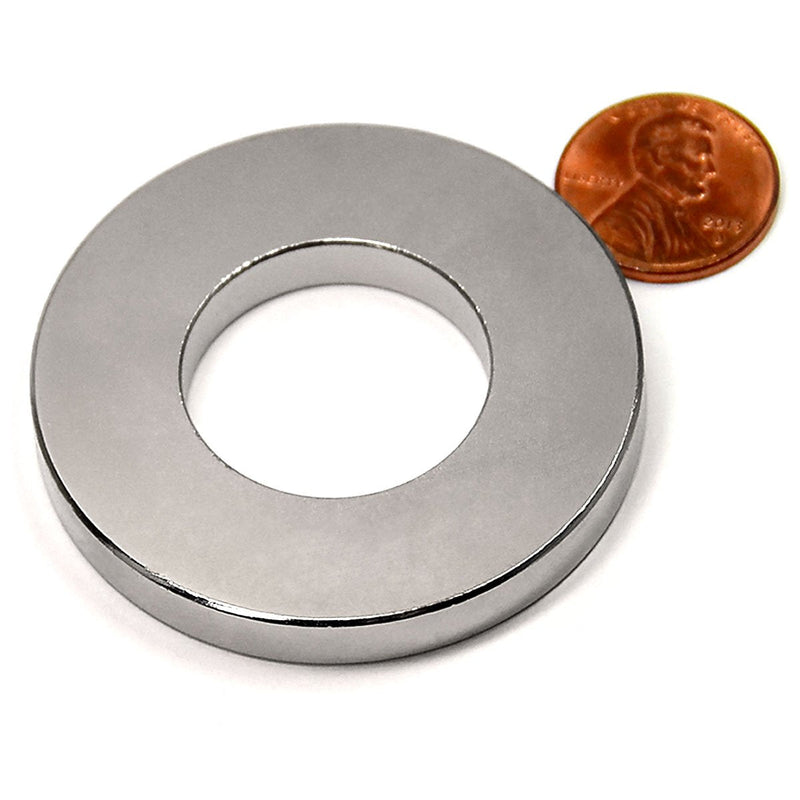 CMS Magnetics Super Powerful N52 Neodymium Ring Magnet OD 2 x ID 1 x 1/4" w/ 46 LB Holding Power - Rare Earth Ring Magnet 1 Piece