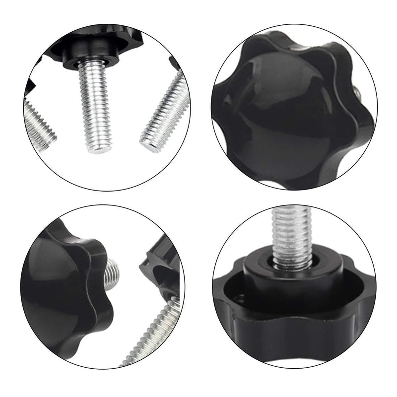 10pcs M6-1.0x12mm Star Hand Knobs,Plastic Black Cap Clamping Knob.(Size: 32×6×12) M6x12