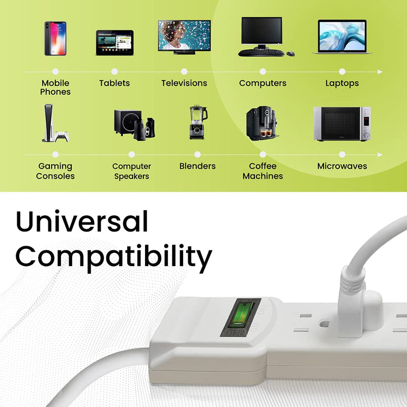 GoGreen Power GG-16103MS 6 Outlet Surge Protector w/2.5' Cord White