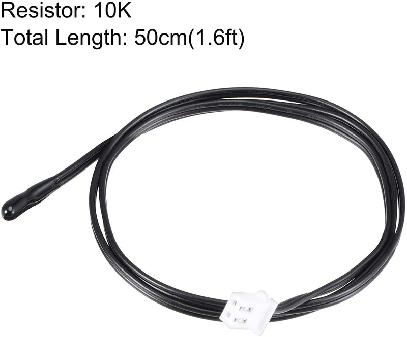 Hsthe Sea 5Pcs 10K Temperature Sensor Probe, Waterproof Temperature Sensor Probe 3950 NTC Temperature Sensor Probe, Digital Temperature Transmitter Extension Cable Rubber Head
