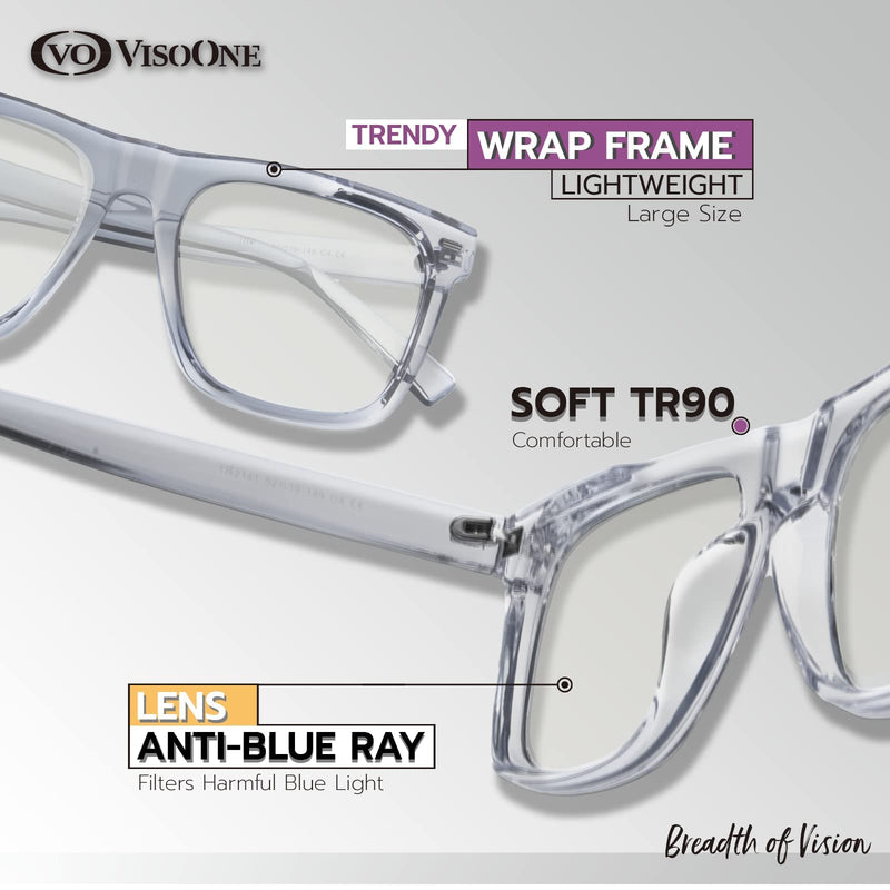 Square Blue Light Blocking Glasses Wrap Lightweight Oversized Game Read Computer Multi Colors Frame Women Men Alba Clear