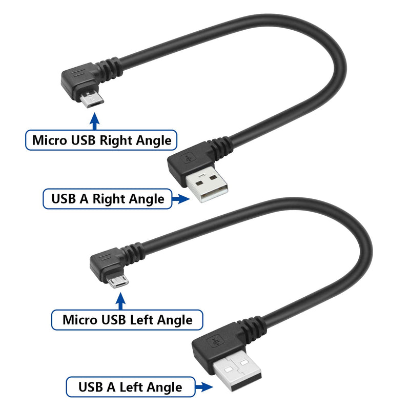 Short Micro USB Cable,25cm 90 Degree Left Angle USB 2.0 A Male to Micro USB Male Charging and The Data Transfer,for Phone,Dash Cam,Camera,etc,Micro USB Port Use(2Pcs) USB(Left Angle) to Micro Left Angle