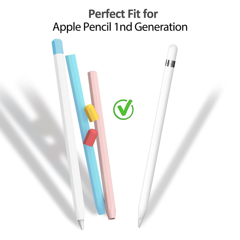 KELIFANG Silicone Case Sleeve Cover Compatible Apple Pencil 1st Generation, Protective Skin Holder Grip and 2 Tip Cap Accessories Compatible Pad Pro 12.9/10.5/9.7 inch, Pink