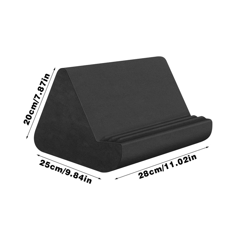 Soft Tablet Stand Pillow with Pocket,Tablet Cushion Stand,Adjustable 3 Viewing Angle,Lazy Holder Stand for Bed Sofa,Compatible with iPads Tablets eReaders Smartphones Books Magazines (Black) Black