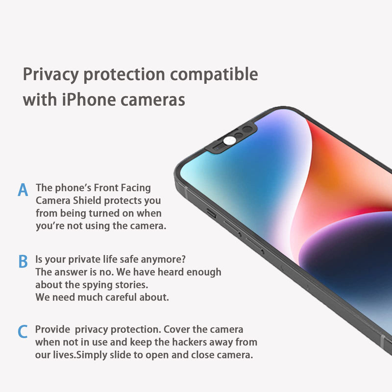 Webcam Cover,Front Camera Cover Compatible with iPhone 14,iPhone 14 Plus,iPhone 13,iPhone 13 Mini,iPhone 13 Pro,iPhone 13 Pro Max,Protect Privacy and Security,Not Affect Face ID, 2 Pack-Silver Silver