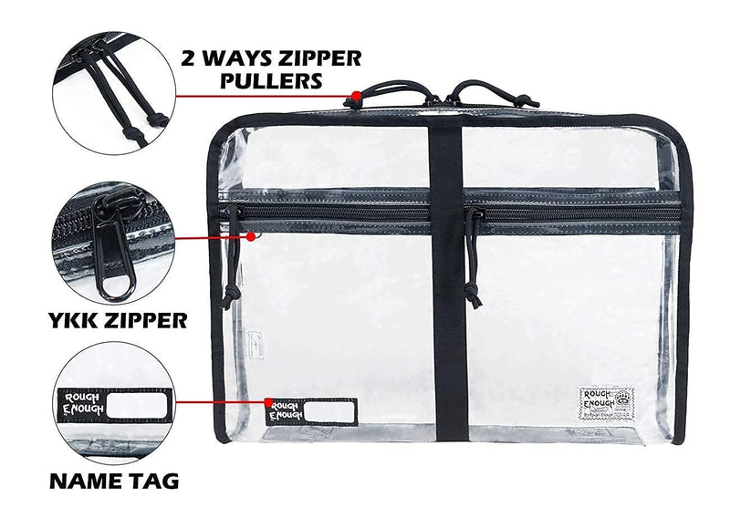 Rough Enough Clear Document Bag Pouch File Folders Organizer Art Portfolio Case Small for A4 Paper Notebook School Supplies for Teachers Black