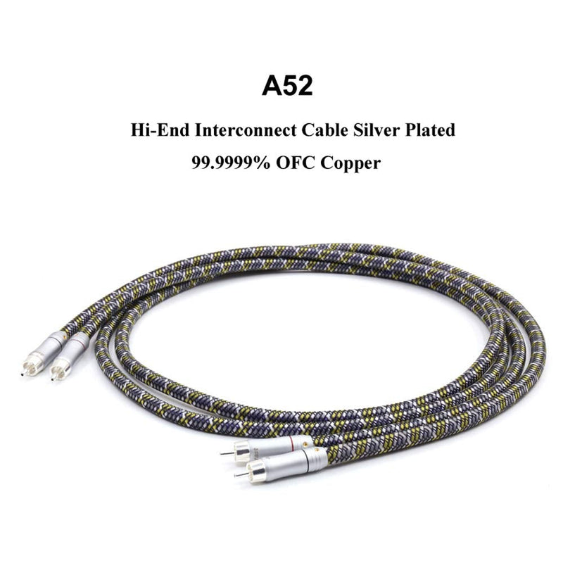 Audiocrast A52 HiFi RCA Male to RCA Male Audio Cable [6N OFC Copper Silver Plated] Home Theater DVD 2RCA Hi-End Interconnect Cable CD Amplifier (3M) 3M
