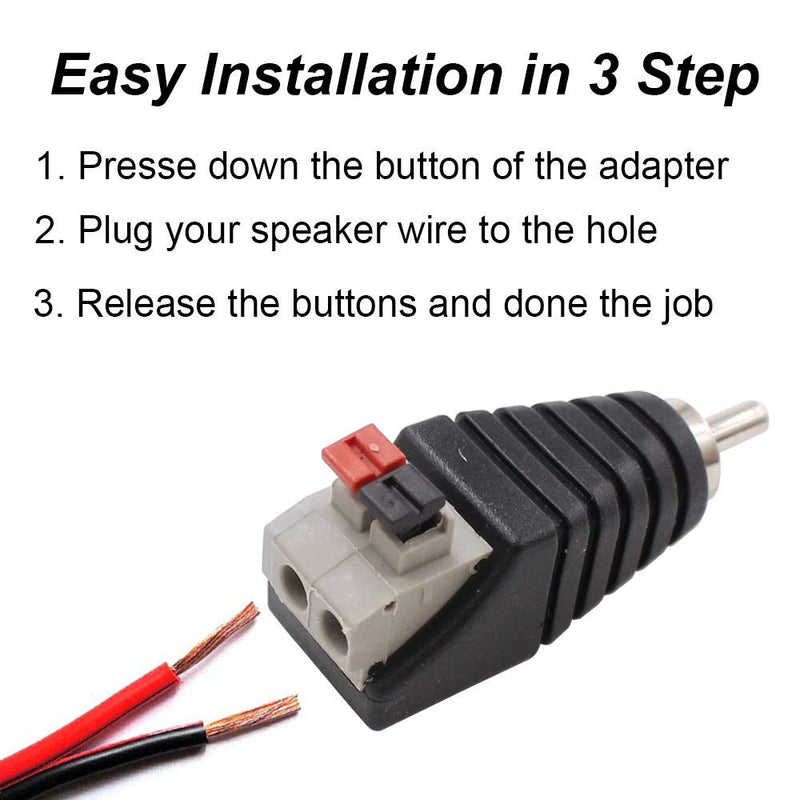 5 Pcs Cable Audio Adapter, Speaker Wire Cable to Audio Male RCA Connector Adapter Jack Plug
