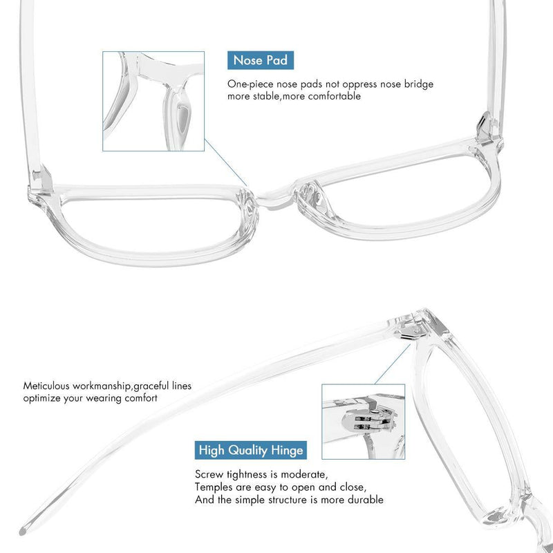 MEETSUN Blue Light Blocking Glasses, Anti Eye Strain Headache (Sleep Better),Computer Glasses UV400 Transparent Lens Black + Clear Frame / Clear Lens 2 Pack 53 Millimeters