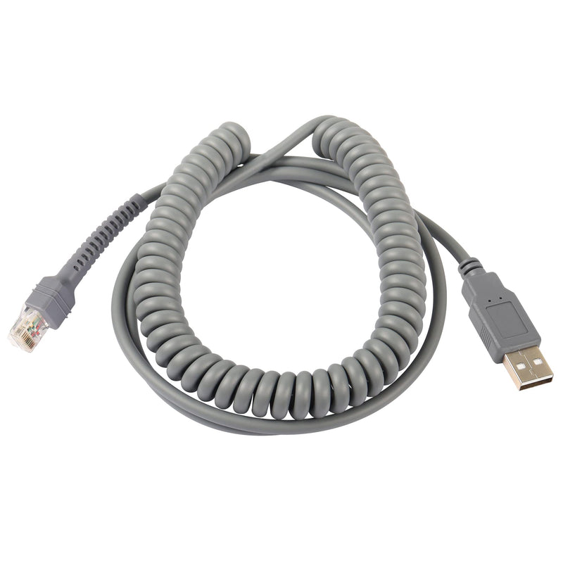Symbol Ls2208 USB Cable,SinLoon USB A to RJ45 Coiled Spiral Extension Cable, Symbol Barcode Scanner Ls2208ap Ls1203 Ls4208 Ls4278 Ds6707 Ds6708 USB Cable,(10ft,3M)