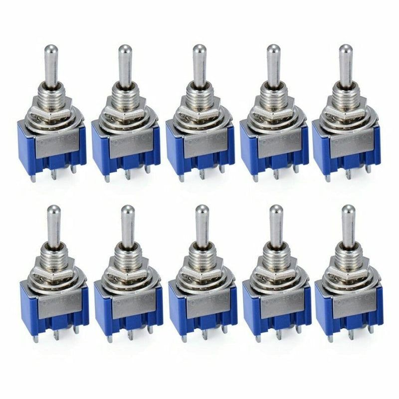 HiLetgo 10pcs 6A/125V 3A/250V ON/Off/ON 3 Terminals 3 Position SPDT Toggle Switch Single Joint MTS-103