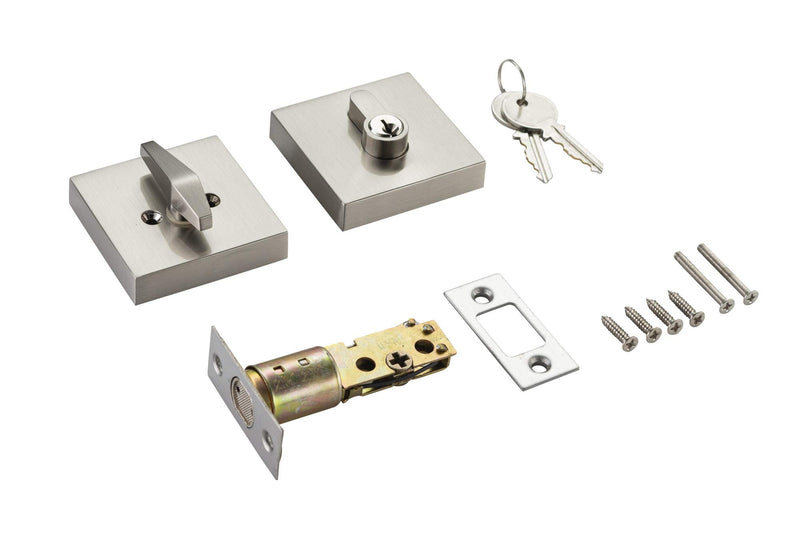 Berlin Modisch Contemporary Square Single Cylinder Deadbolt Lock for Front Door Entrance Modern High Security Heavy Duty â€“ Satin Nickel Finish Brushed Nickel Finish Deadbolt [Single Cylinder]