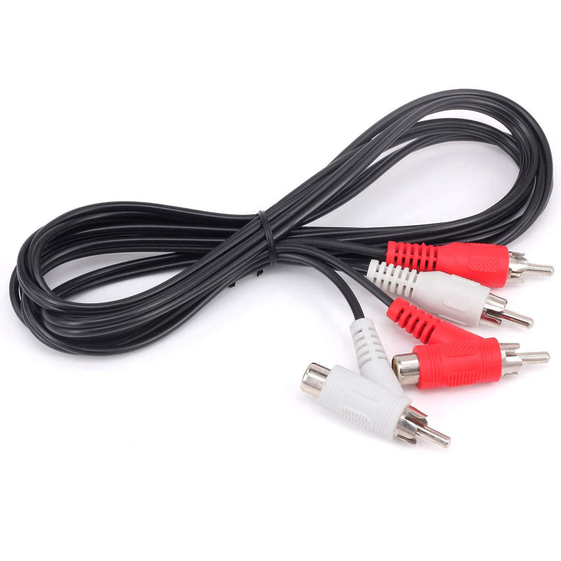 Yeworth RCA Audio Piggyback Extender Cable, 5Ft 2 RCA Male to 2 RCA Male + RCA Female Piggyback Extension Audio Video AV Adapter Cord