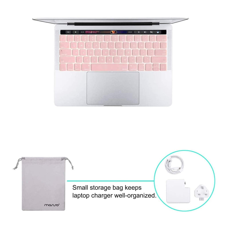 MOSISO Compatible with MacBook Pro 15 inch Case 2019 2018 2017 2016 Release A1990 A1707 with Touch Bar, Plastic Hard Shell Case & Keyboard Cover & Screen Protector & Storage Bag, Rose Quartz