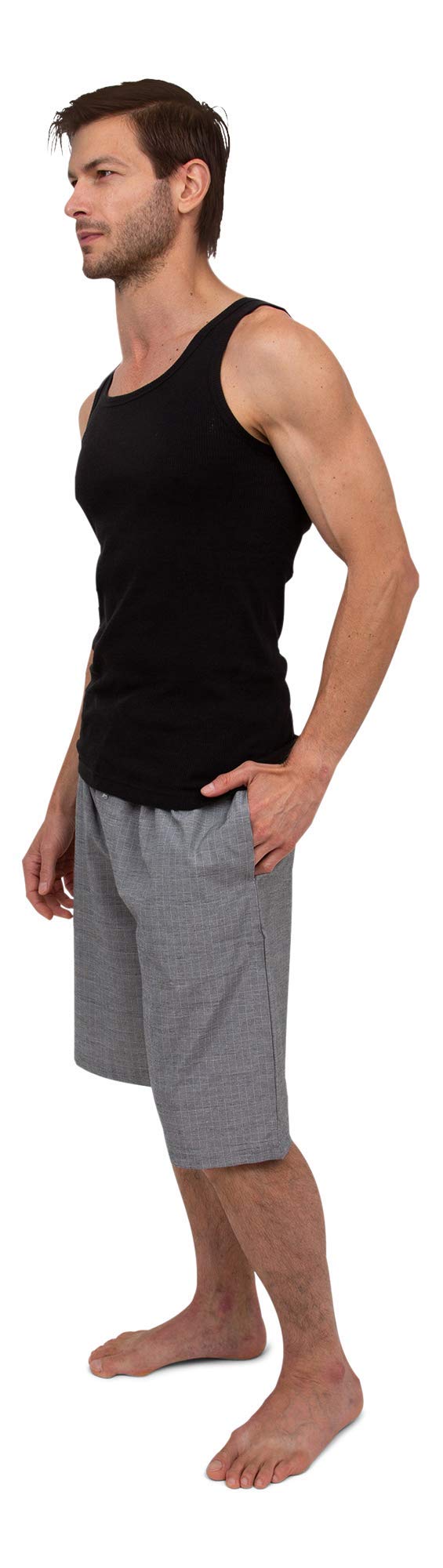 Andrew Scott Men's Soft Poplin Woven Pajama & Sleep Jam Cargo Short Lounge Pants | Multi Packs XX-Large 3 Pack - Black & Blue Plaid