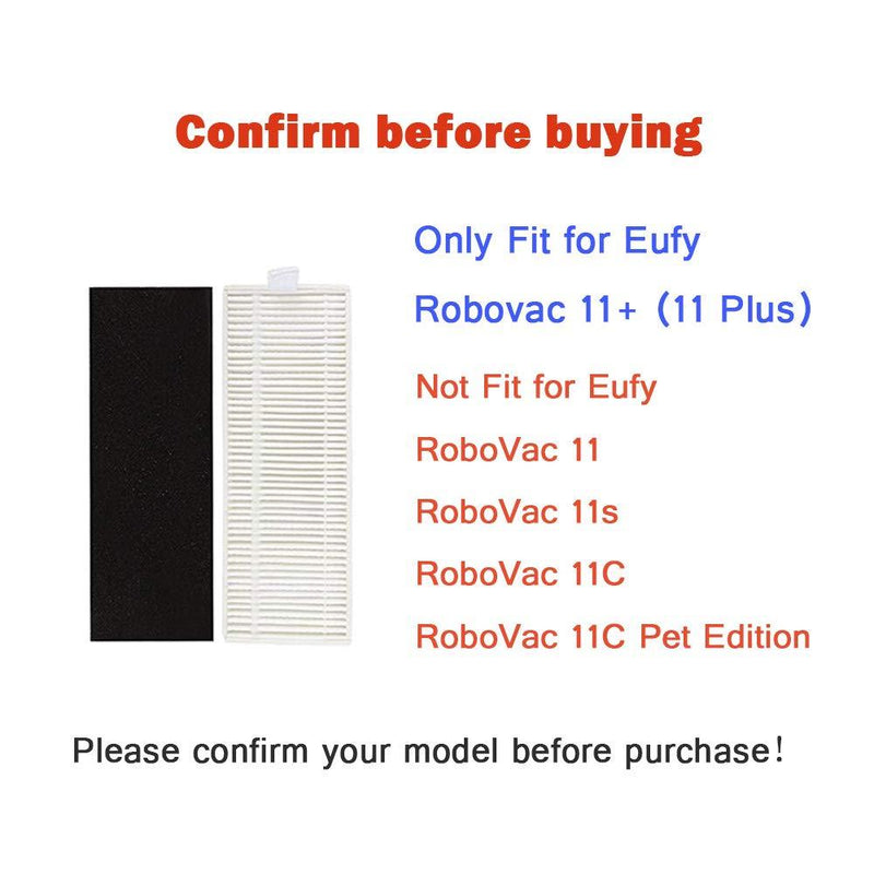 BBT BAMBOOST Replacement Parts Fit for Eufy Robovac 11+ & 11 Plus Vacuum Cleaner Accessories - Filters and Side Brushes (Pack of 12)