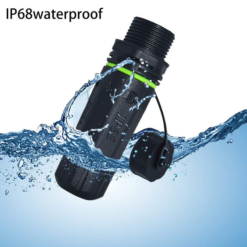 RJ45 Waterproof Connector IP68 Cable Connector, Panel Mount Coupler Female to Female, with Shielding Cable Coupler-CAT5E-YMP20-Green-2 PCS Green