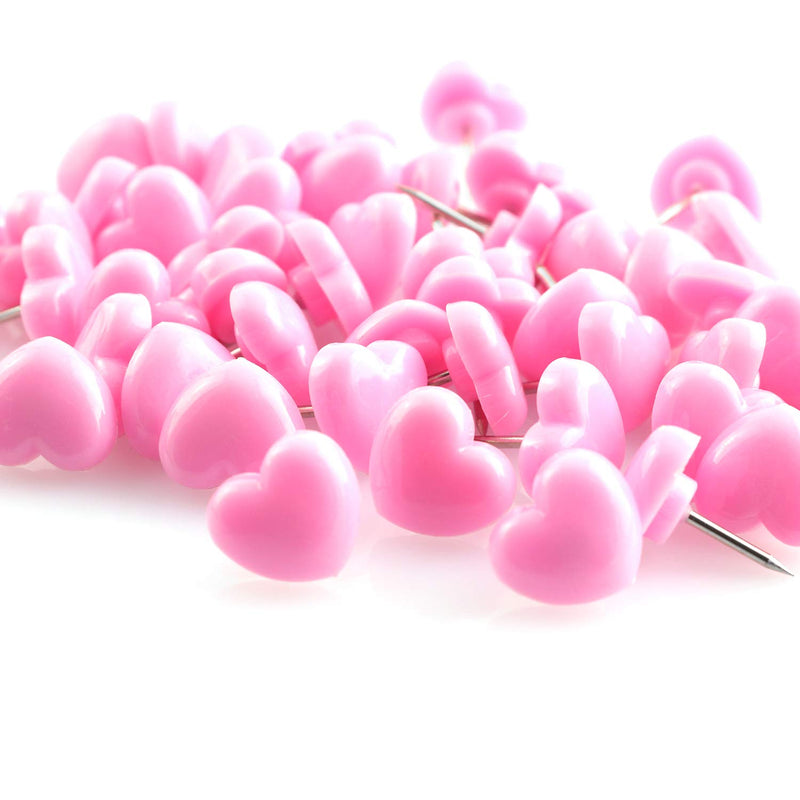 Lind Kitchen 100pcs Heart Shape Push Pins for Home School Office Notice Board Cork Board,Cute Thumbtacks Tacks Decorative Pushpins Accessories Supplies Pink