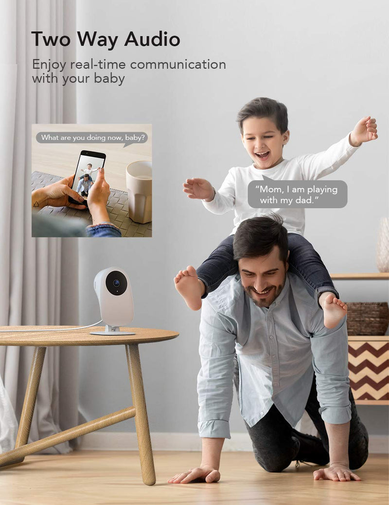 Nooie Baby Monitor with Camera and Audio 1080P Night Vision Motion and Sound Detection 2.4G WiFi Home Security Camera for Baby Nanny Elderly and Pet Monitoring, Works with Alexa