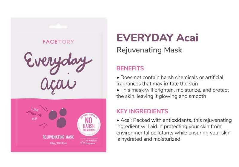 Everyday Set of 8 Sheet Masks - Revitalizing, Purifying, Brightening, Hydrating, Anti-aging With No Harsh Chemicals 0.81 Fl Oz (Pack of 8)