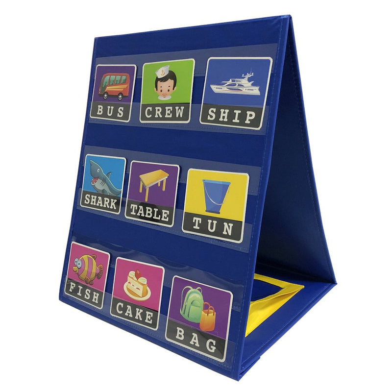 Godery Magnetic Desktop Tabletop Pocket Chart Stand, Double Sided Small Pocket Chart for Classroom Home (15" X 12.5") Easel Stand