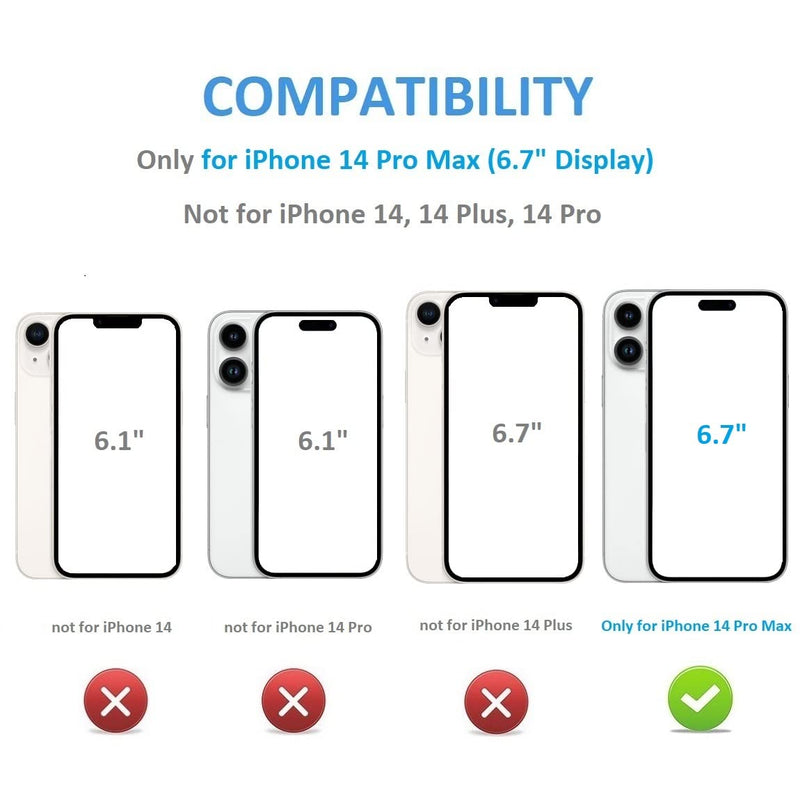 ONETOP Compatible with iPhone 14 Pro Max Wallet Case with Card Holder, PU Leather Kickstand Card Slots Case, Double Magnetic Clasp and Durable Shockproof Cover 6.7 Inch (Black) Black
