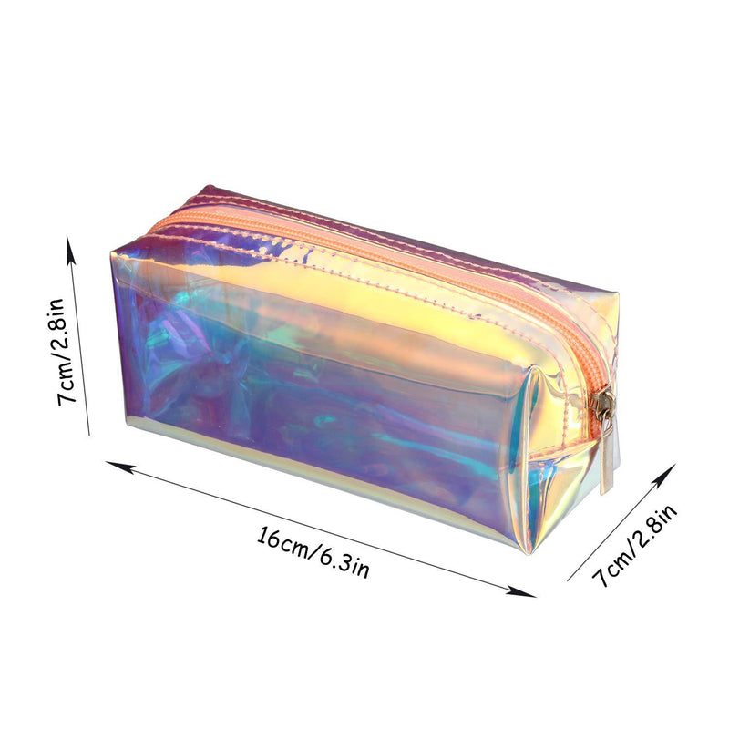 4 Pieces Holographic Makeup Bag Iridescent Cosmetic Pouch Cosmetic Bag Portable Waterproof Toiletries Bag for Women Girls