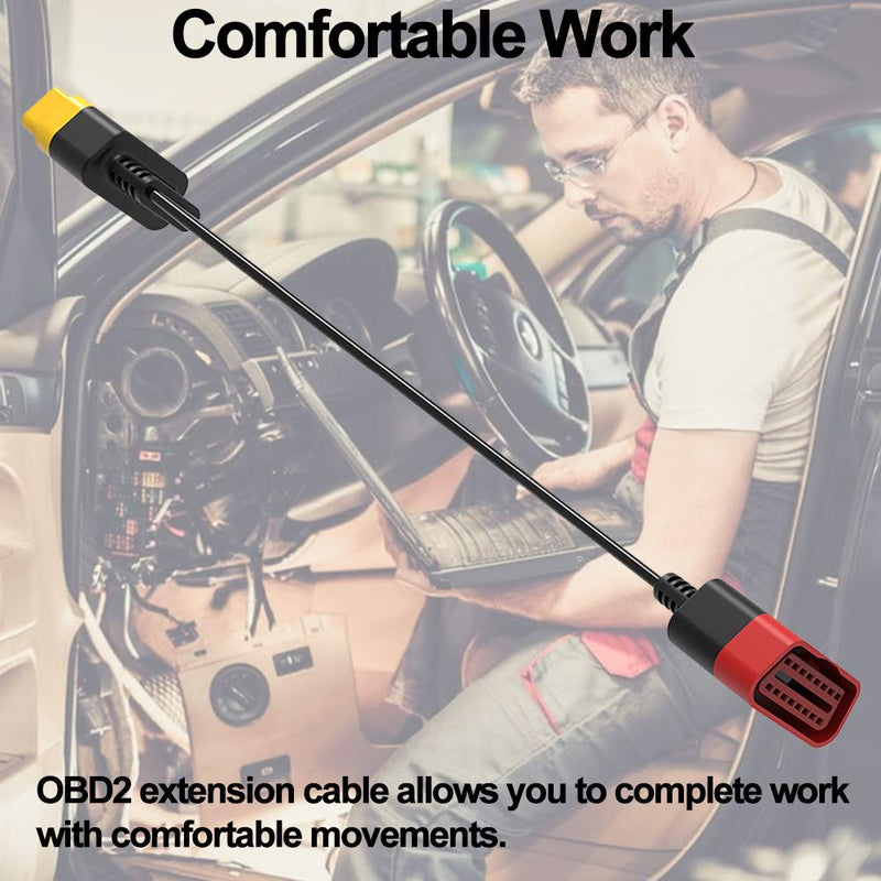 OBD2 Extension Cable, Professional Automotive Diagnostic Scan Tool Full 16 Pin Extension Cable for ODBII Scanner Forscan Check All Car Vehicles Computer Engine Code Reader - 36cm/14.2in 14.2 inch