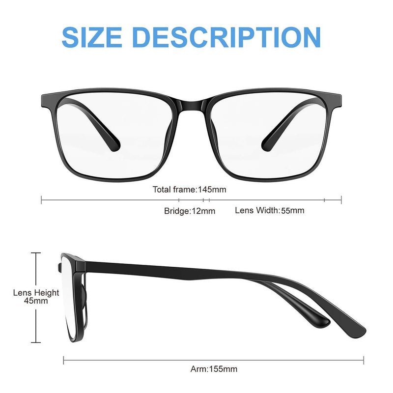 Tanlys 2 Pack Blue Light Blocking Glasses for Computer Eye Strain [Dry Eye & Sour Eye Black & Clear