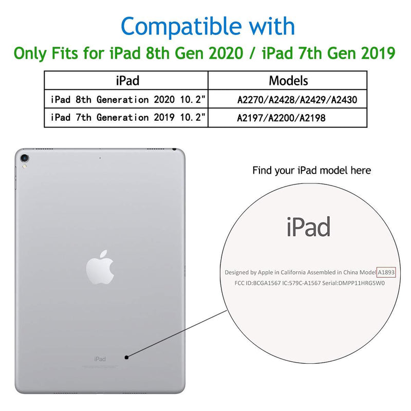 Akkerds Case Compatible with iPad 10.2 2020 iPad 8th Gen/2019 iPad 7th Gen with Pencil Holder, Protective Case with Soft TPU Back, Auto Sleep/Wake Cover Compatible for iPad 8th/7th Gen, Sky Blue