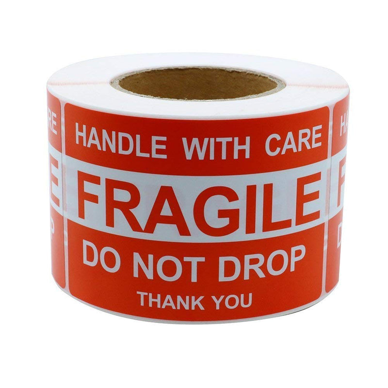 BESTEASY Fragile Stickers, Handle with Care Shipping Labels, Large Fragile - Permanent Adhesive Handle with Care Shipping Labels (2x3) 1 Roll