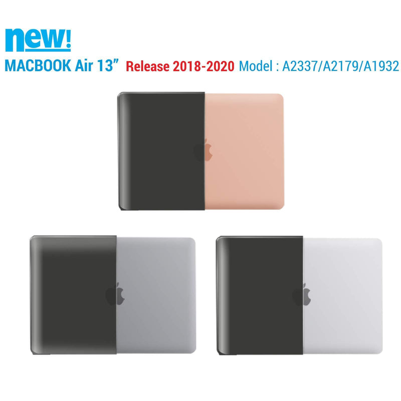 IBENZER New 2020 MacBook Air 13 inch Case M1 A2337 A2179 A1932 Plastic Hard Shell Case with Keyboard Cover for Apple Mac Air 13 Retina Display with Touch ID (2018-2020), Black, MMA-T13BK+1A Latest Macbook Air 13'' A2337/A2179/A1932