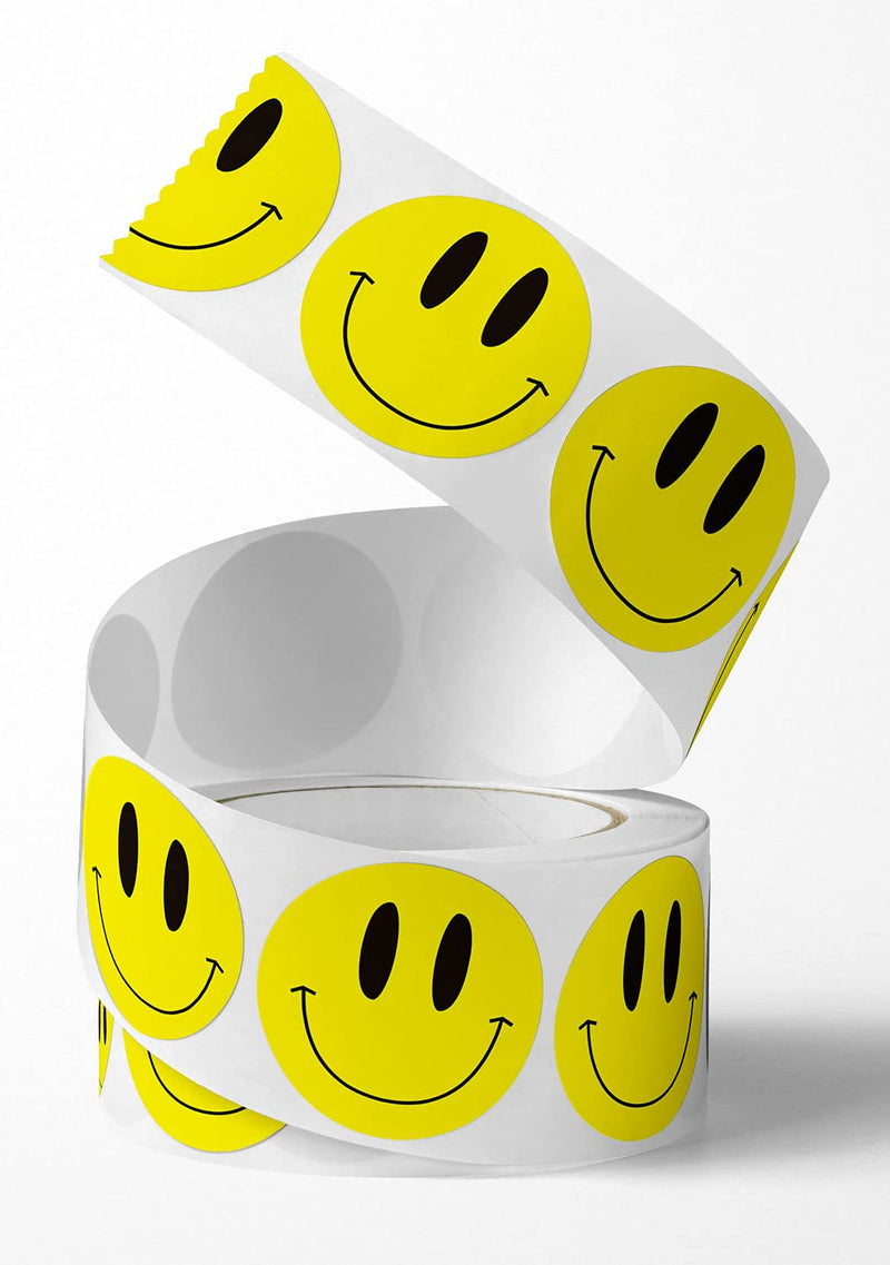 Smile Face Stickers - Happy Face Stickers Circle Dots Stick Labels, Yellow Smile Face Stickers for for Packaging Bags, Box, Gifts, Mailer Seal Sticker, 500 Pieces per Roll(Yellow)