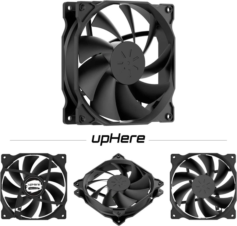uphere 5-Pack PWM 4PIN Long Life Computer Case Fan 120mm Cooling Case Fan for Computer Cases Cooling,12BK4-5 PWM 4-Pin