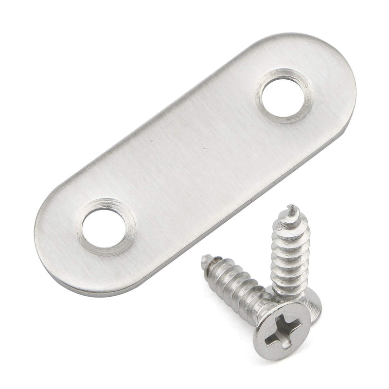 Pxyelec 1.85 inch 2 Holes Stainless Steel Flat Mending Repair Plate Bracket Connector, Flat Straight Brace Fixing Repair Plated Joint Bracket Pack of 20
