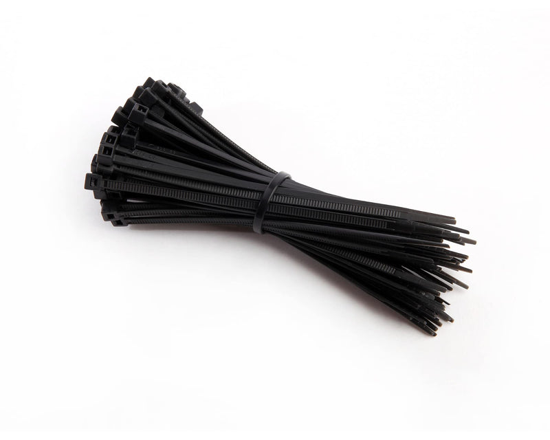 100 Qty 7 Inch Black Nylon 50 lb Cable Zip Ties | Made in The USA | BCP896